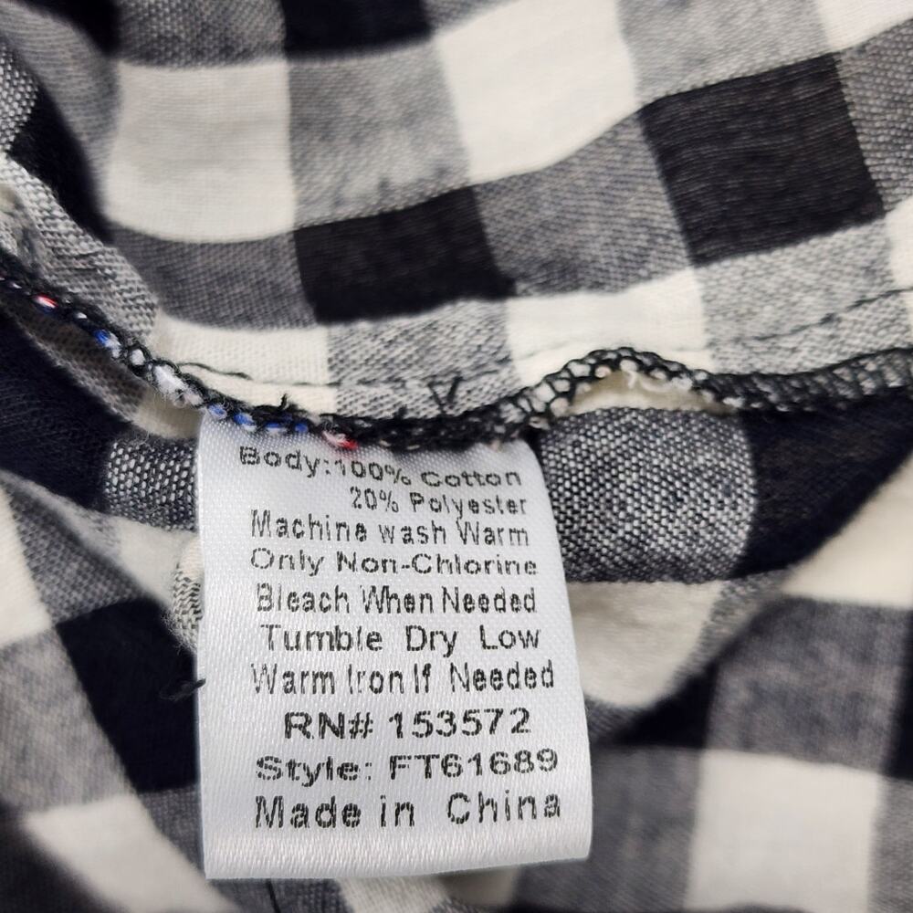 Bohme Gingham Peplum Blouse M Black White Cottagecore Ruffle Top - Picture 7 of 8